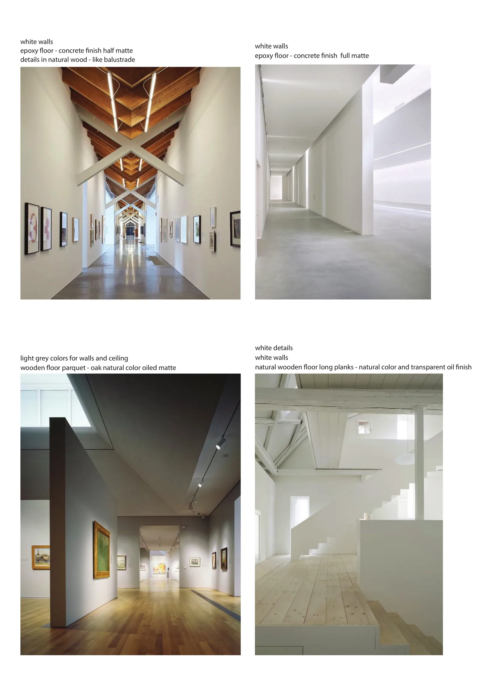 Concept: mood board composite showing material palette research, colour and finish studies, and design inspiration references for the museum interior identity