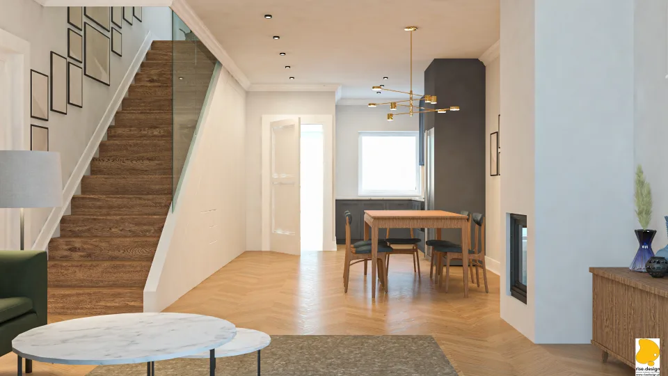 Detail: custom hallway entrance storage unit render with grey-painted MDF doors, shoe storage compartments, bench seat with upholstered cushion, and hexagonal floor tile transition to interior