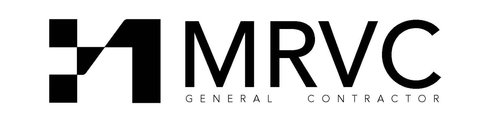Branding: final MRVC geometric logo from 2023 showing the current construction company brand mark with clean angular letterforms