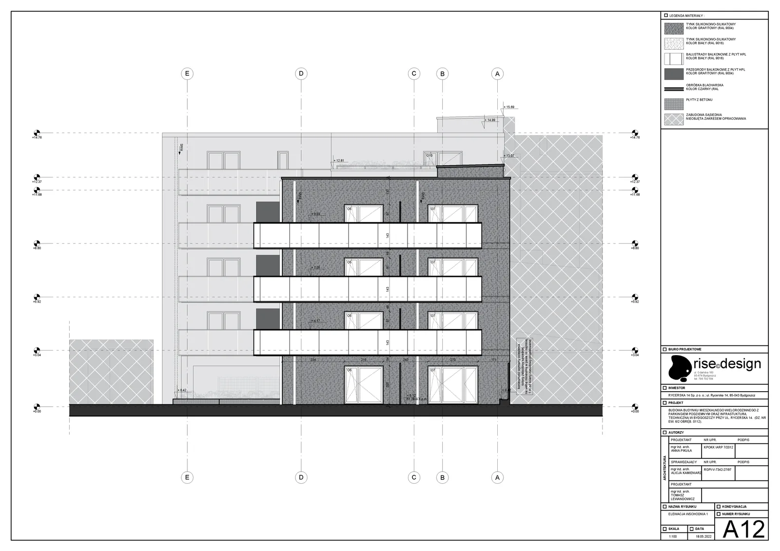 PAB architectural drawing showing north elevation with rear courtyard facade composition