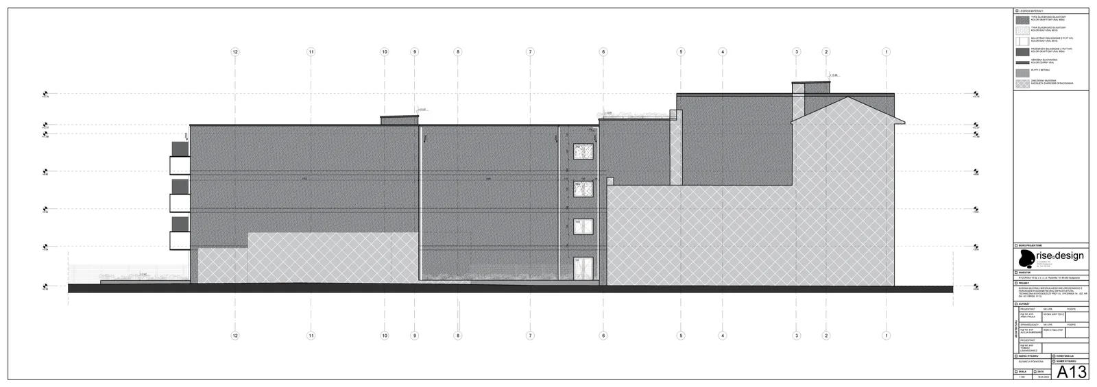 PAB architectural drawing showing west elevation with adjacent heritage building relationship