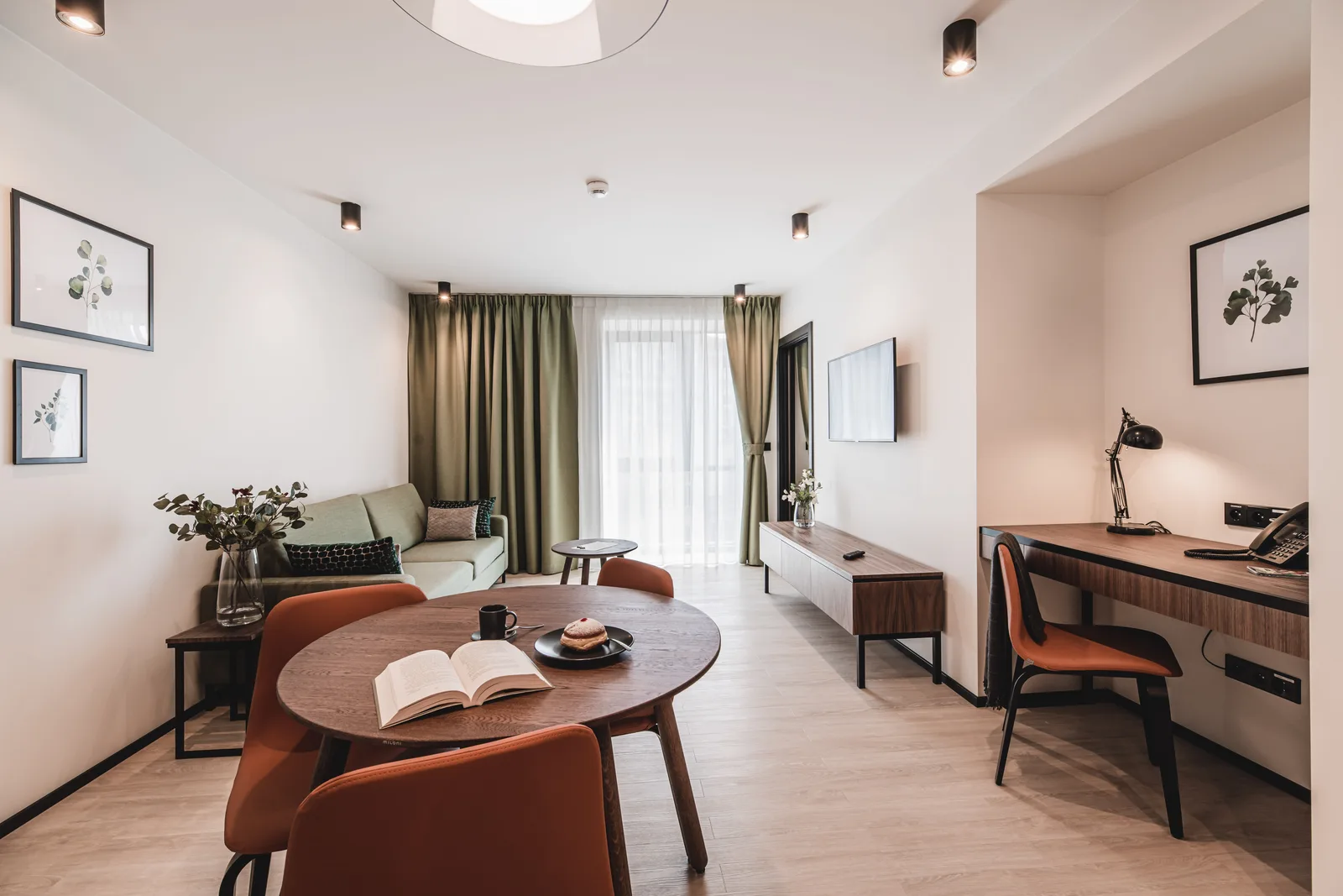 Apartment living room panoramic, spacious layout