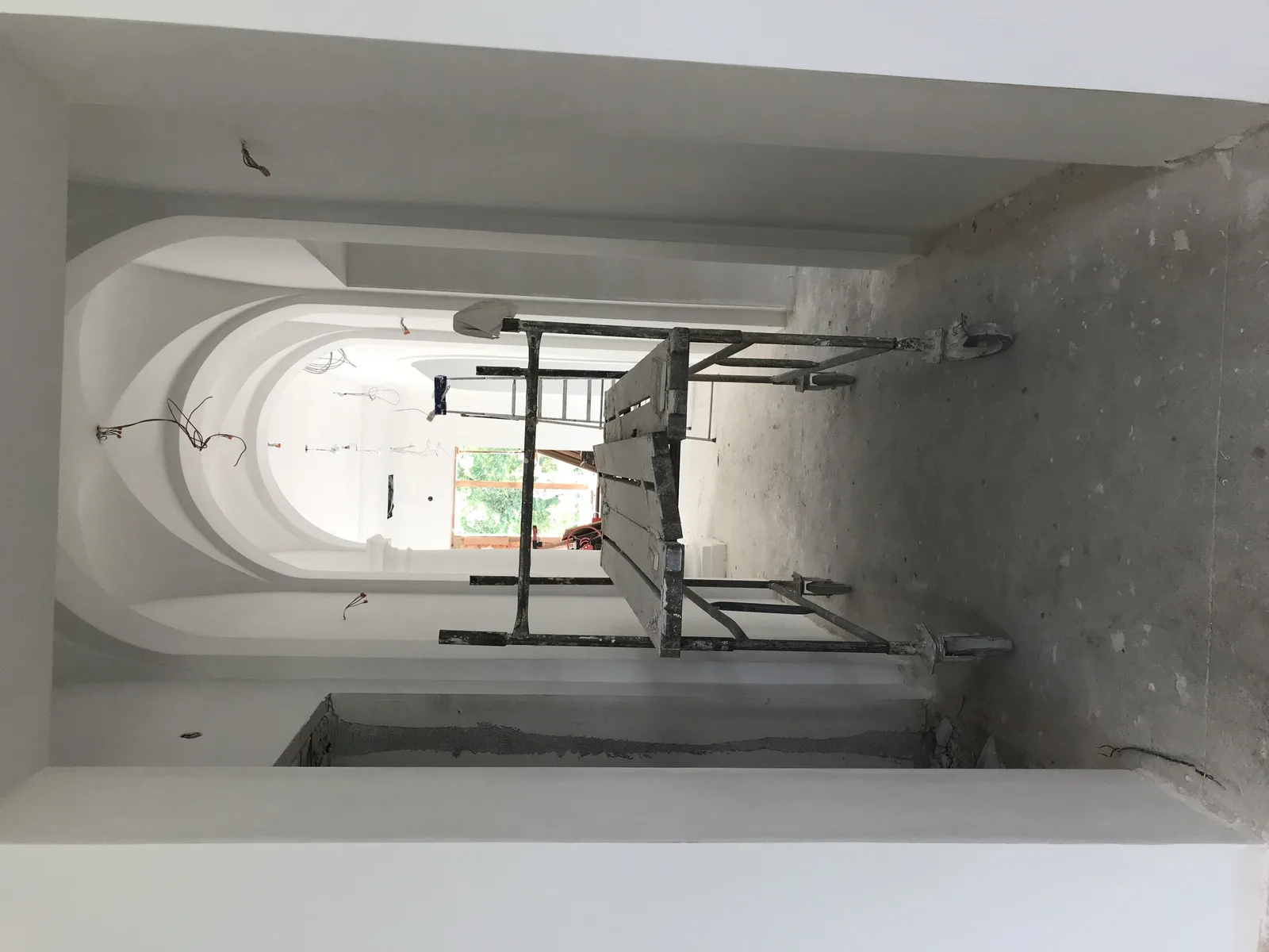 Portrait view of palace construction showing vertical structural elements