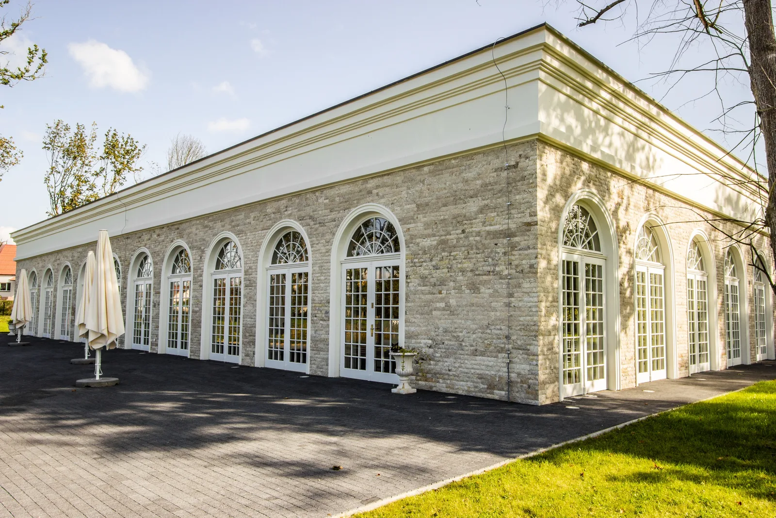 Orangerie landscape detail showing surface finish and decorative hardware