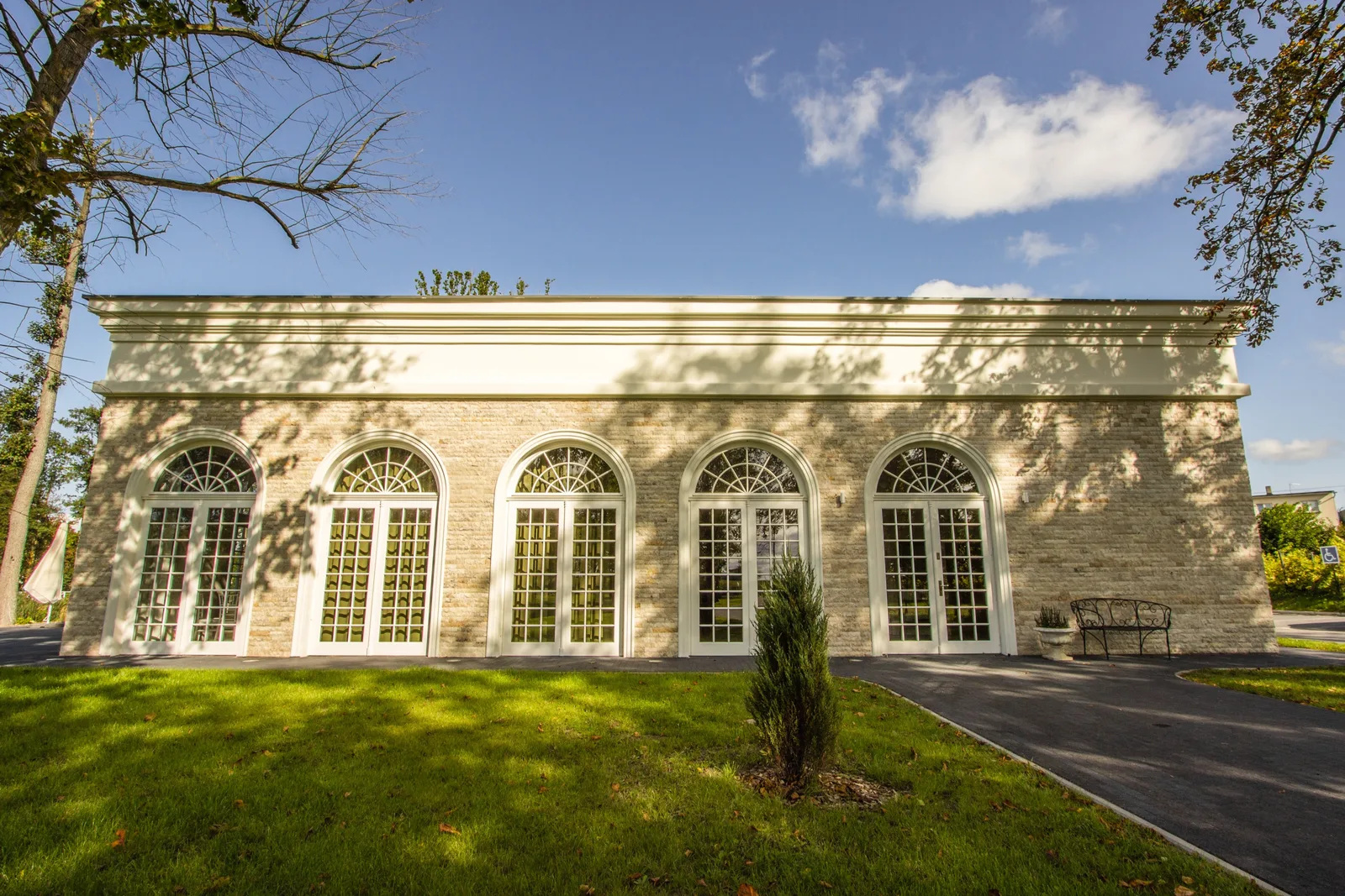 Orangerie interior with natural light and botanical accents
