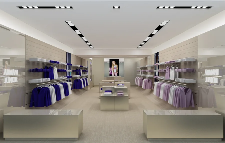 Exterior: Bari traditional Italian facade Armani Junior storefront render showing heritage building integration with contemporary glass shopfront