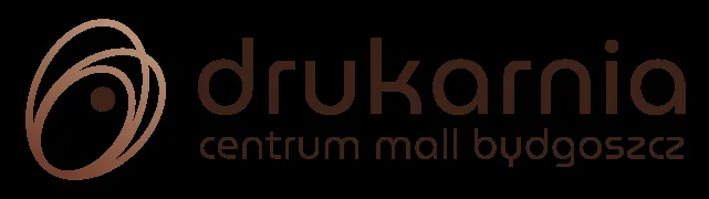 Detail: Drukarnia brand graphic showing mall identity element and visual system component for the rebranding programme
