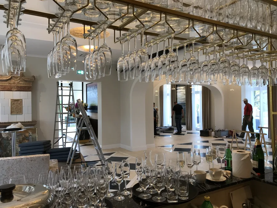 Palace construction progress with building systems installation