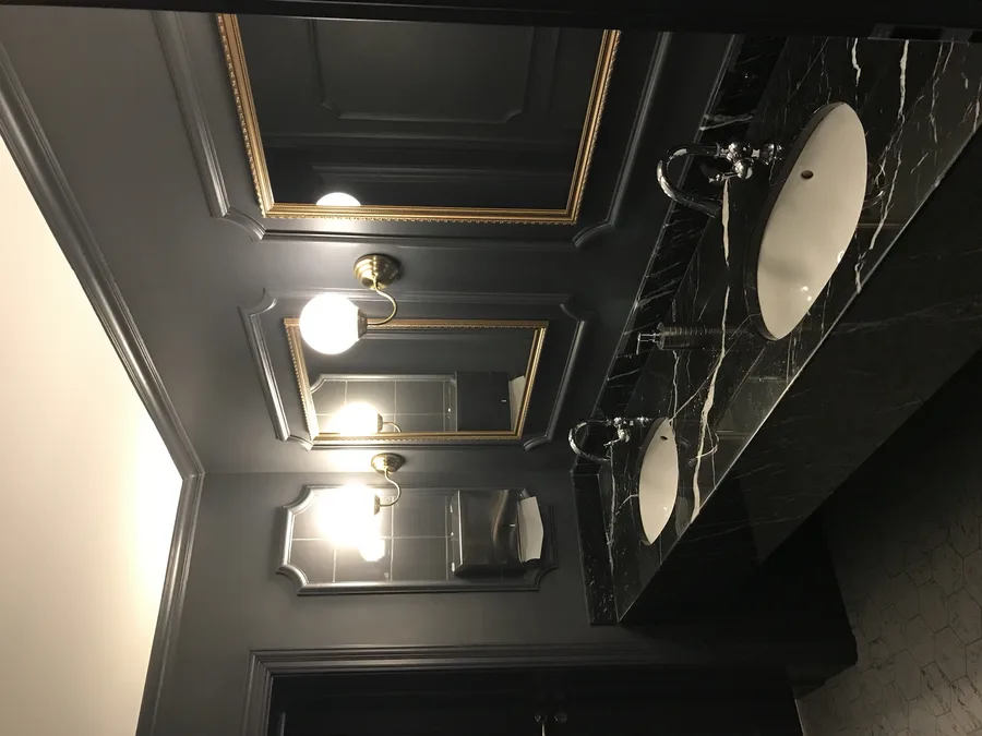 Restroom vanity and tile surround detail
