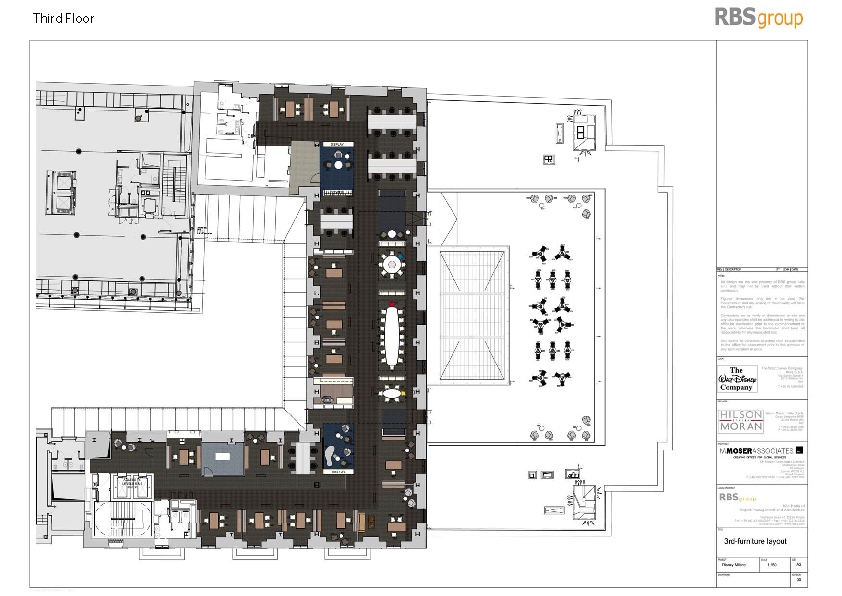 Level 3 executive floor furniture disposition plan showing executive lounge, private offices, terrace access, and premium furniture placement
