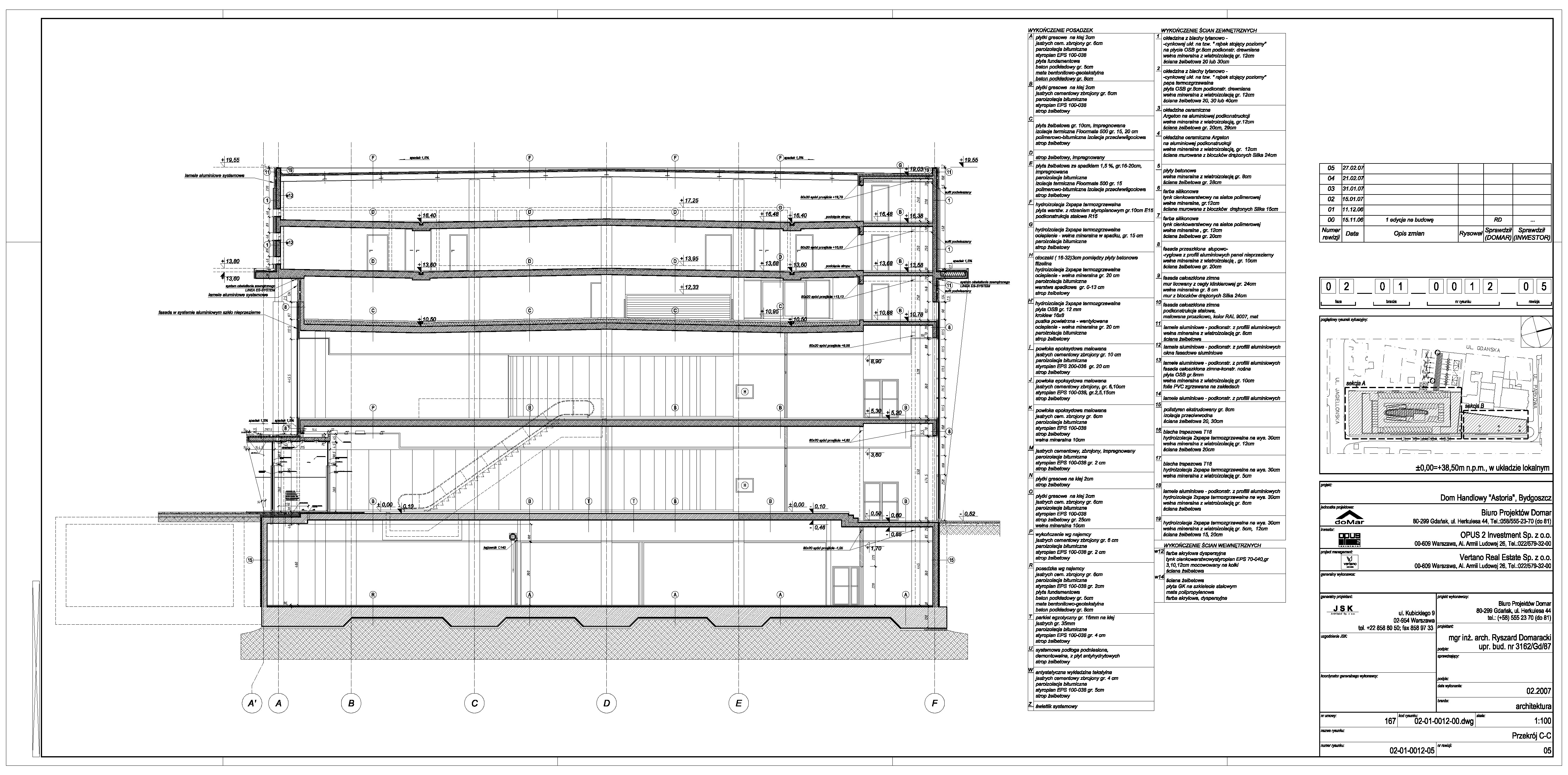 Drawing: Drukarnia Mall first floor plan showing retail unit boundaries, escalator positions, and atrium void