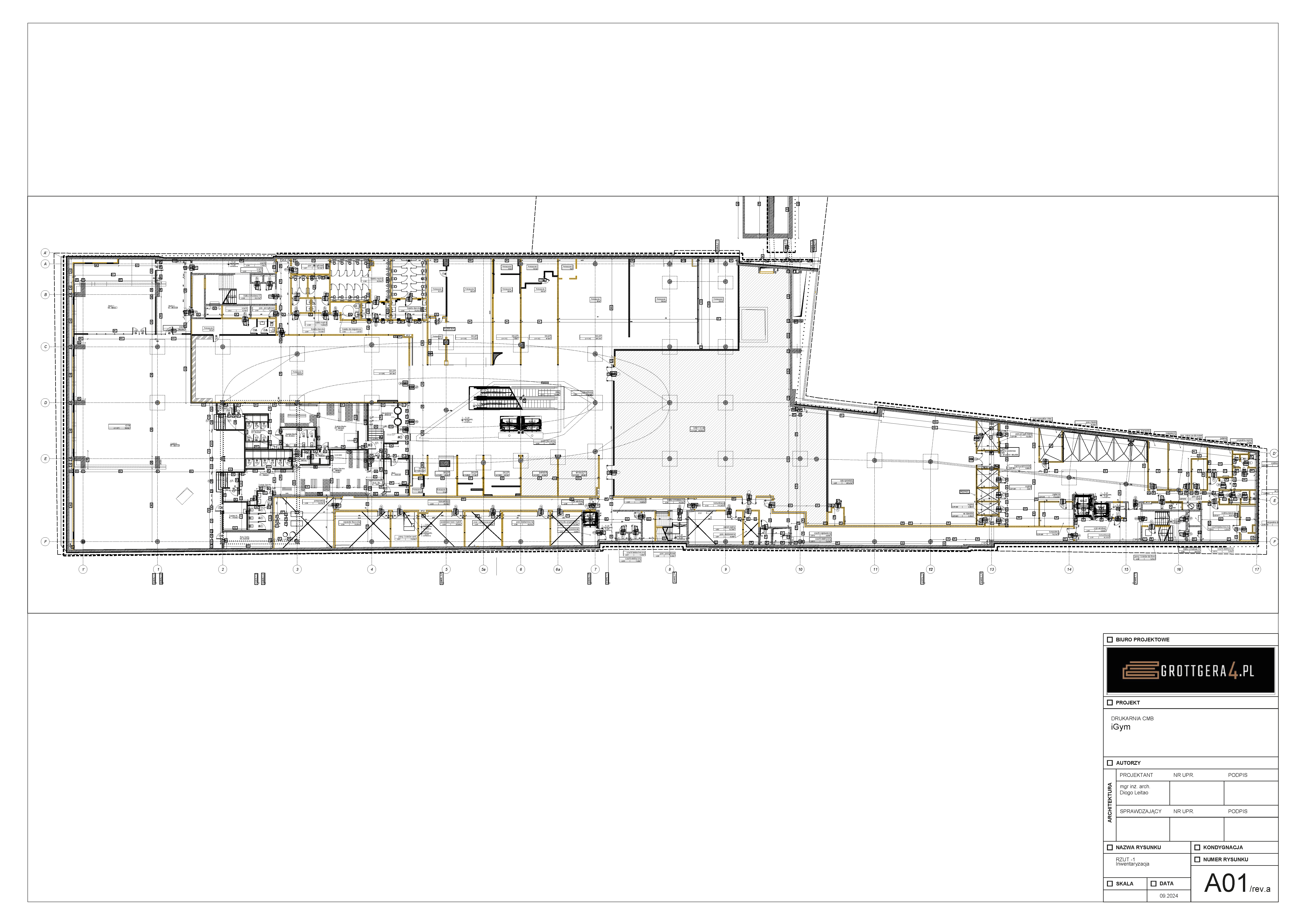 Drawing: architectural drawing page from Drukarnia Mall documentation package showing floor plan layout and tenant unit organization