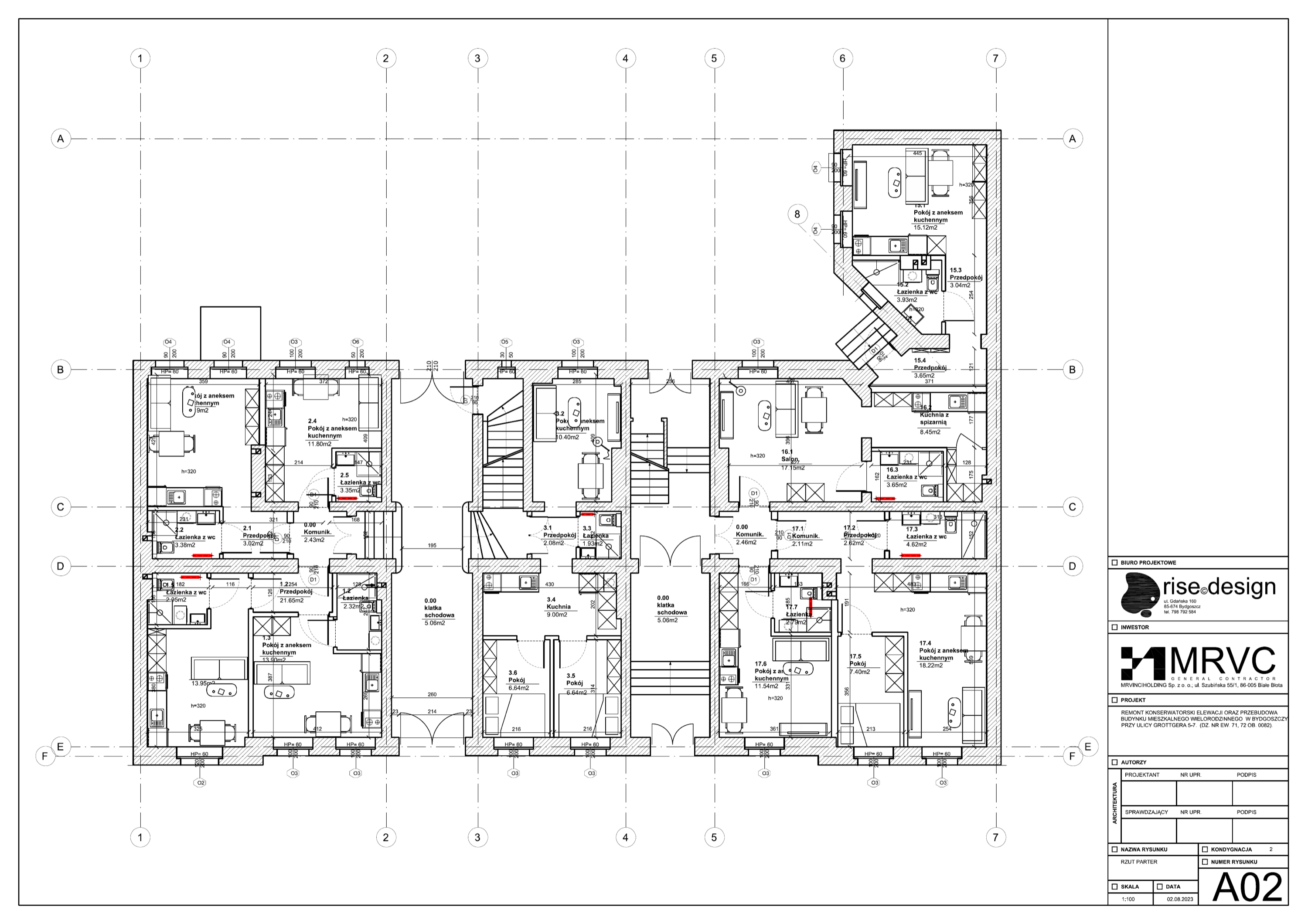 Architectural section or roof plan drawing showing the raised roof conversion creating habitable third floor with dormer windows and new apartment units