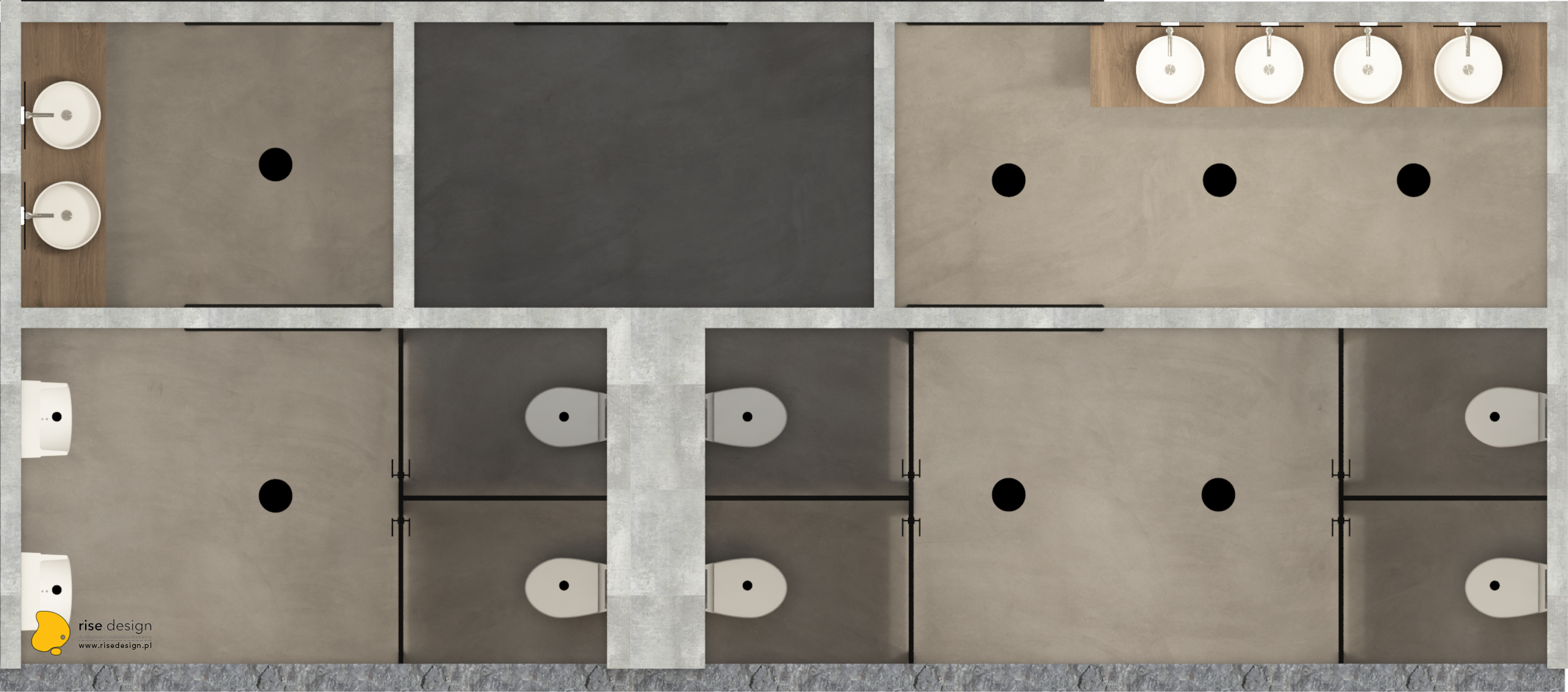 Drawing: design documentation page showing Komandor partition wall system details, track positions, and configuration diagrams