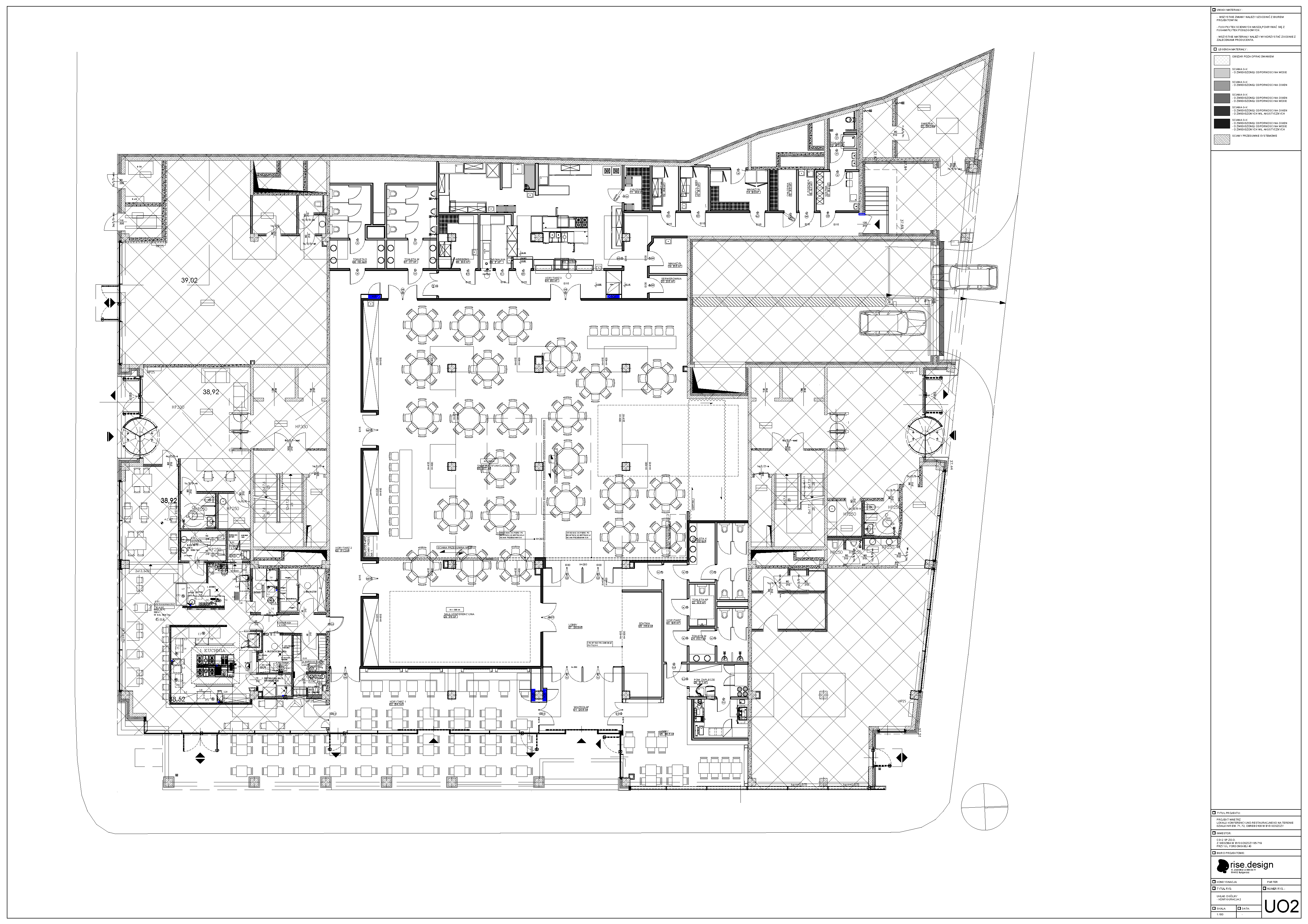 Drawing: design documentation page showing bathroom wall elevations with tile layout, fixture positions, and material callouts