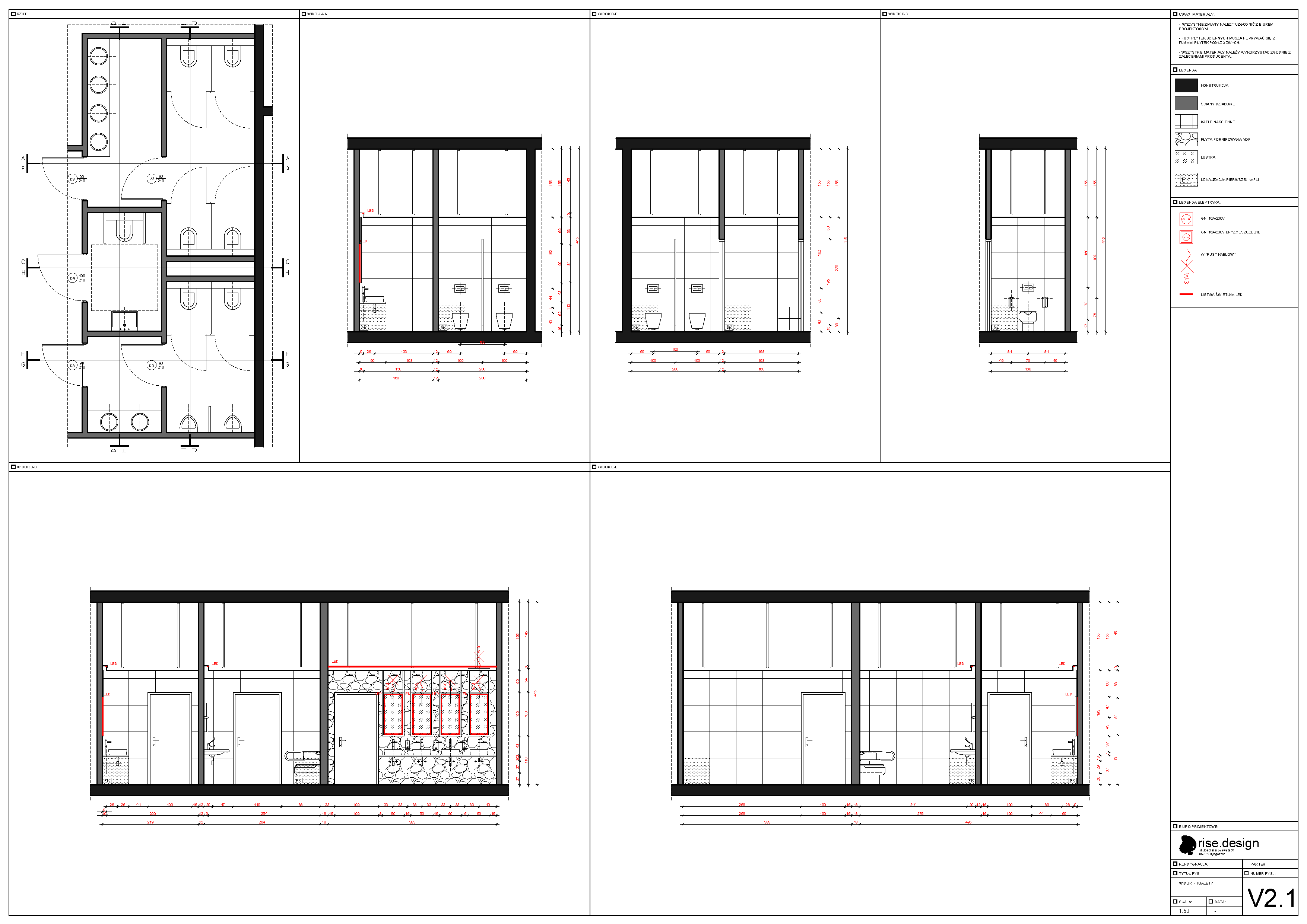 Drawing: design documentation page showing AV system layout with speaker positions, mixing desk location, and PA distribution