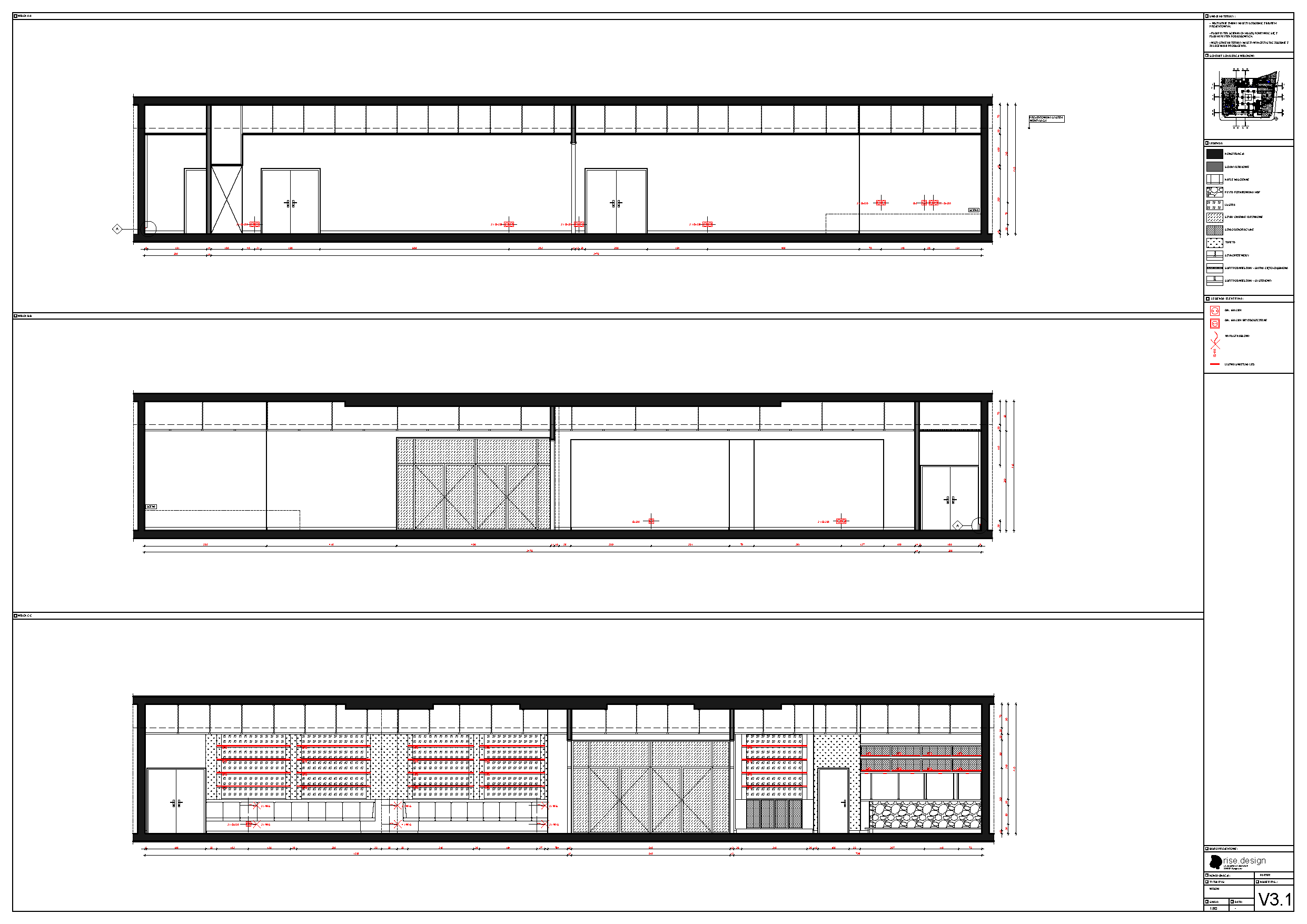 Drawing: design documentation page showing HVAC layout with fancoil unit positions, ductwork routing, and climate zone divisions