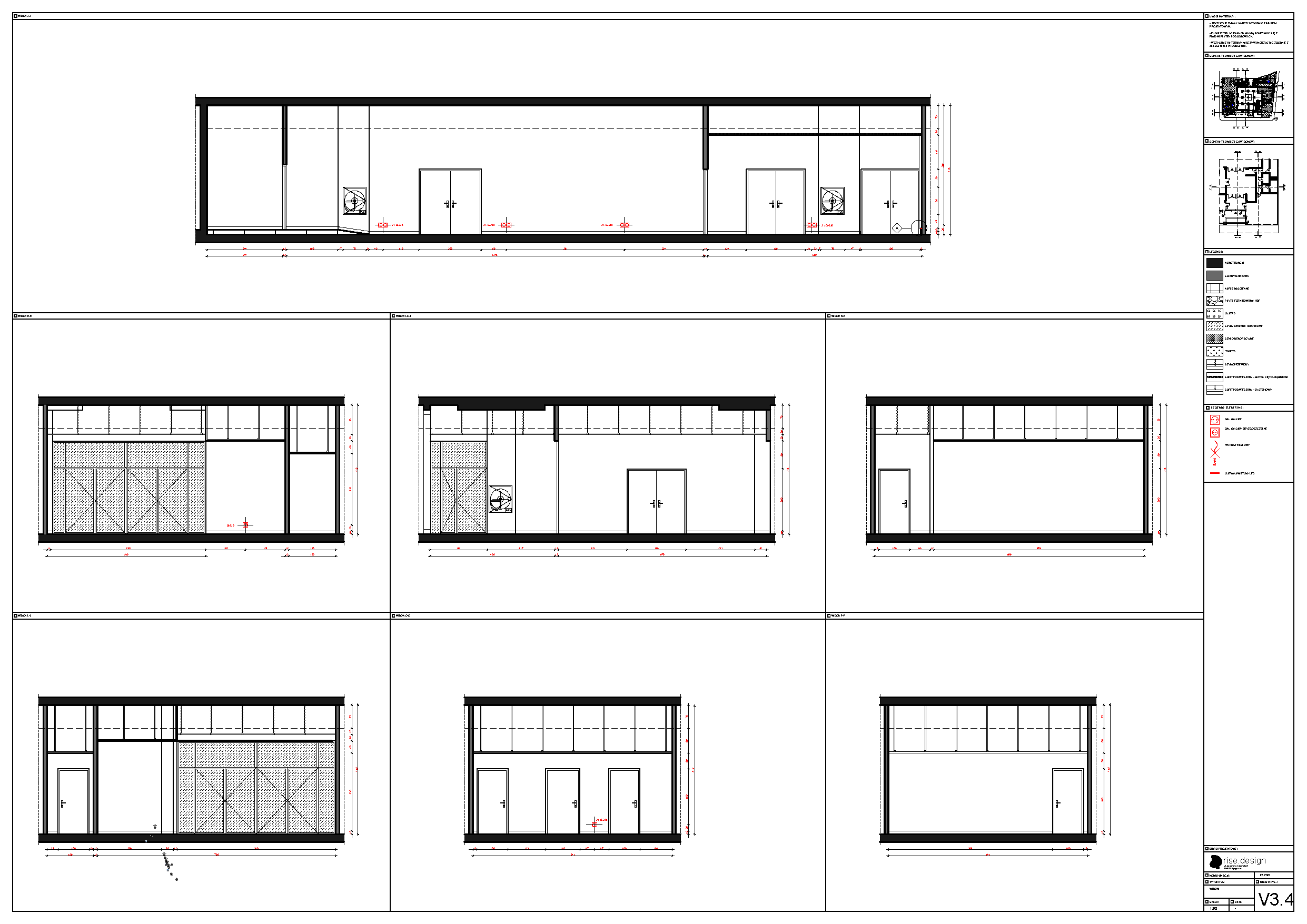 Drawing: design documentation page showing stage area layout with removable platform positions and backstage circulation