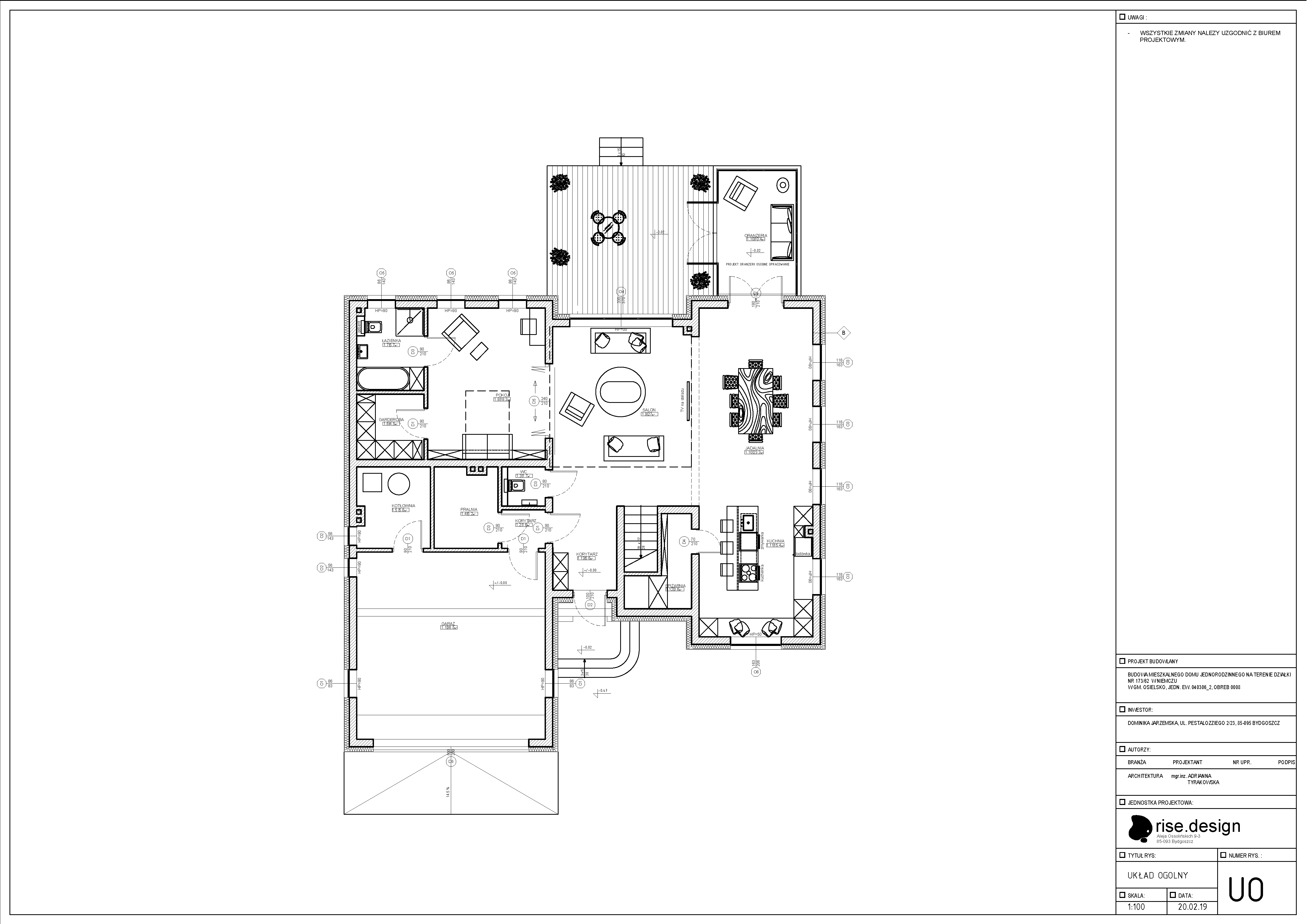 Drawing: project documentation page showing comprehensive architectural design overview with plans, elevations, and spatial analysis