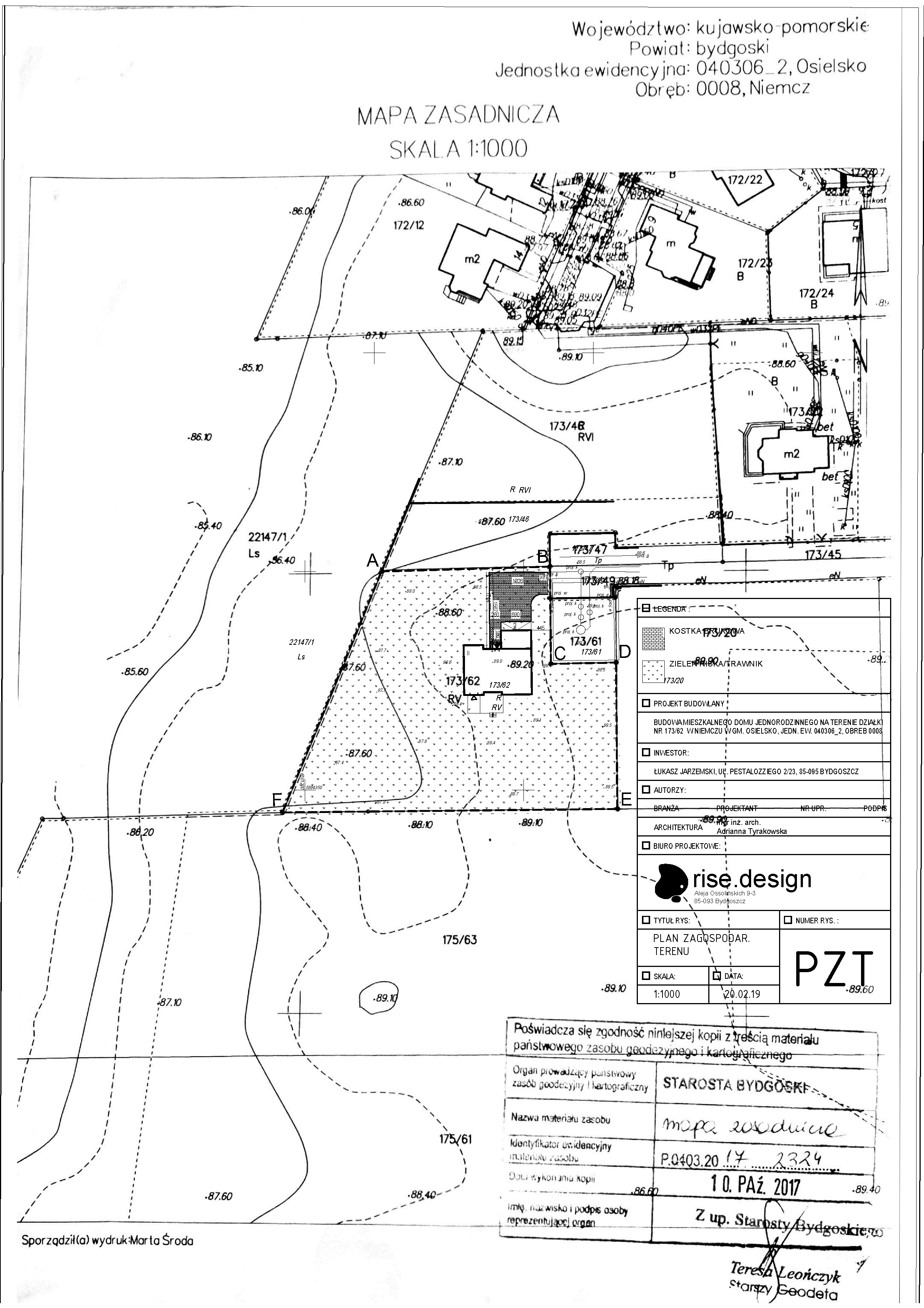 Drawing: project documentation page showing site plan, landscaping details, and external works specifications