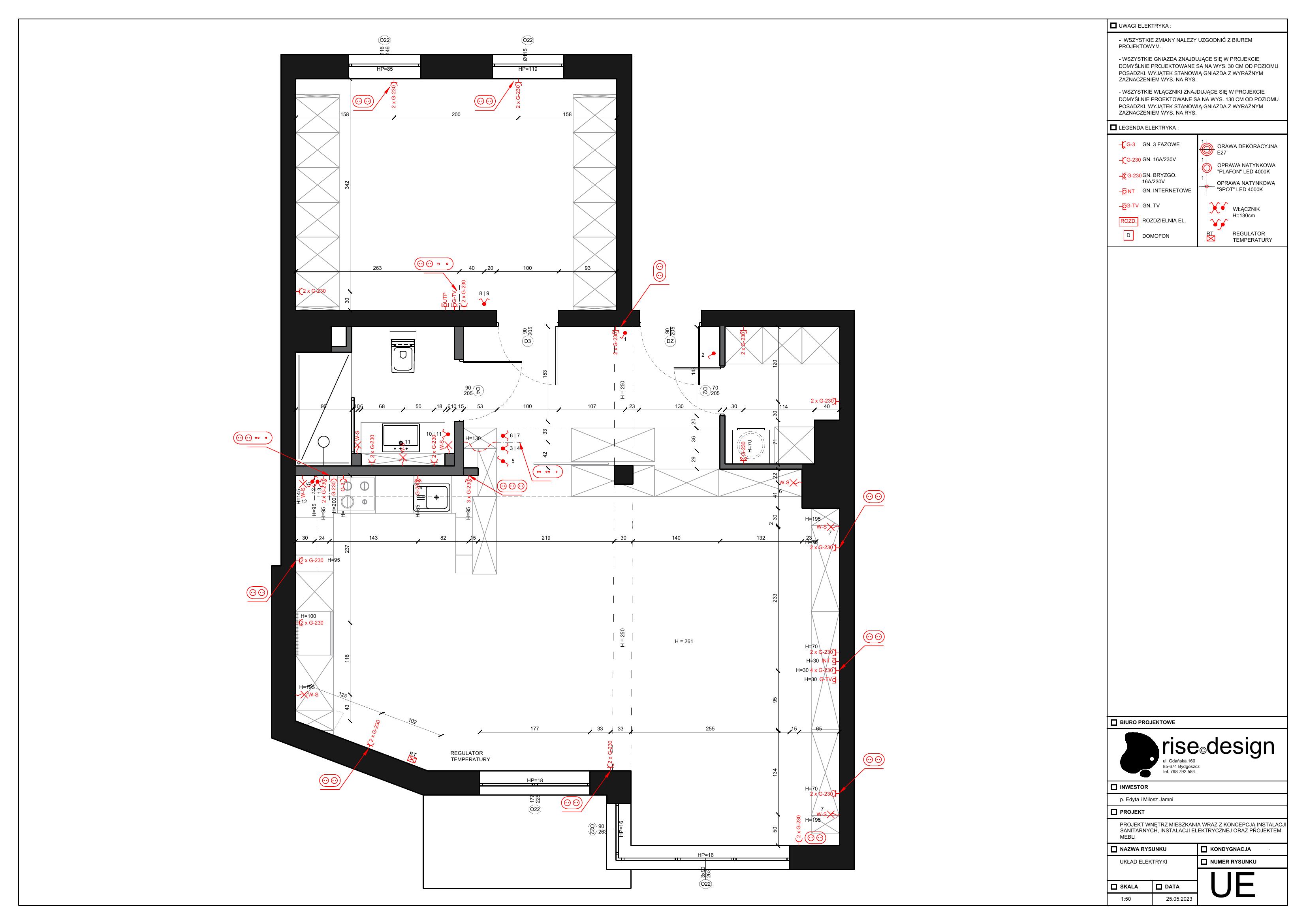 Drawing: general arrangement floor plan showing furniture layout with kitchen zone, bathroom, bedroom, open-plan living-dining, and balcony access to river views
