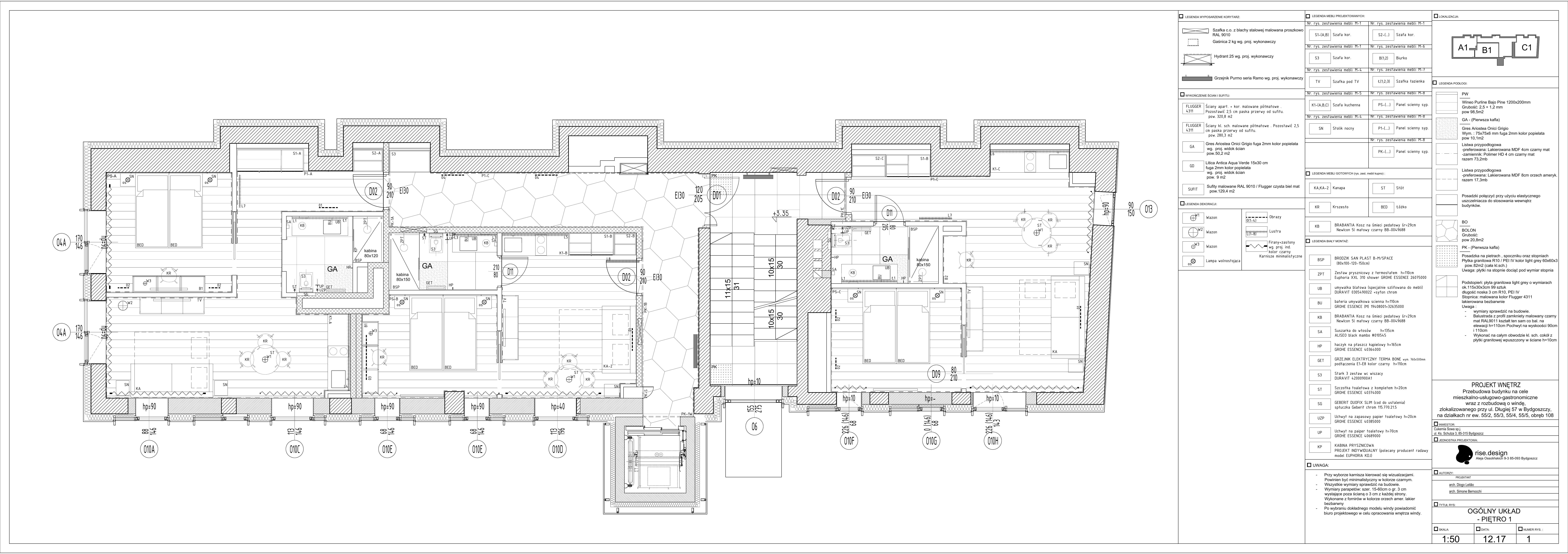 Architectural floor plan of Sowa Apartments floor three