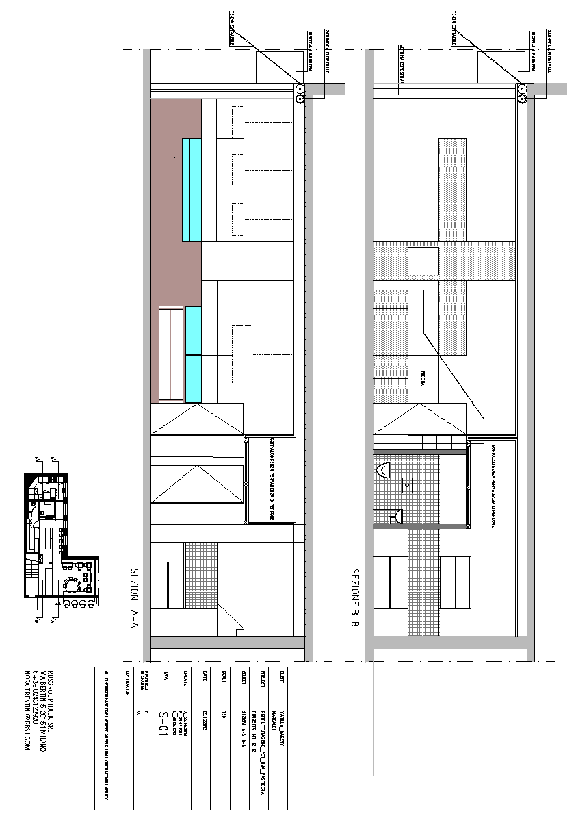 Drawing: section showing ceiling heights, glass pastry display cabinet elevations, mint green ceiling soffits, and spatial proportions of the 89.5 square metre interior