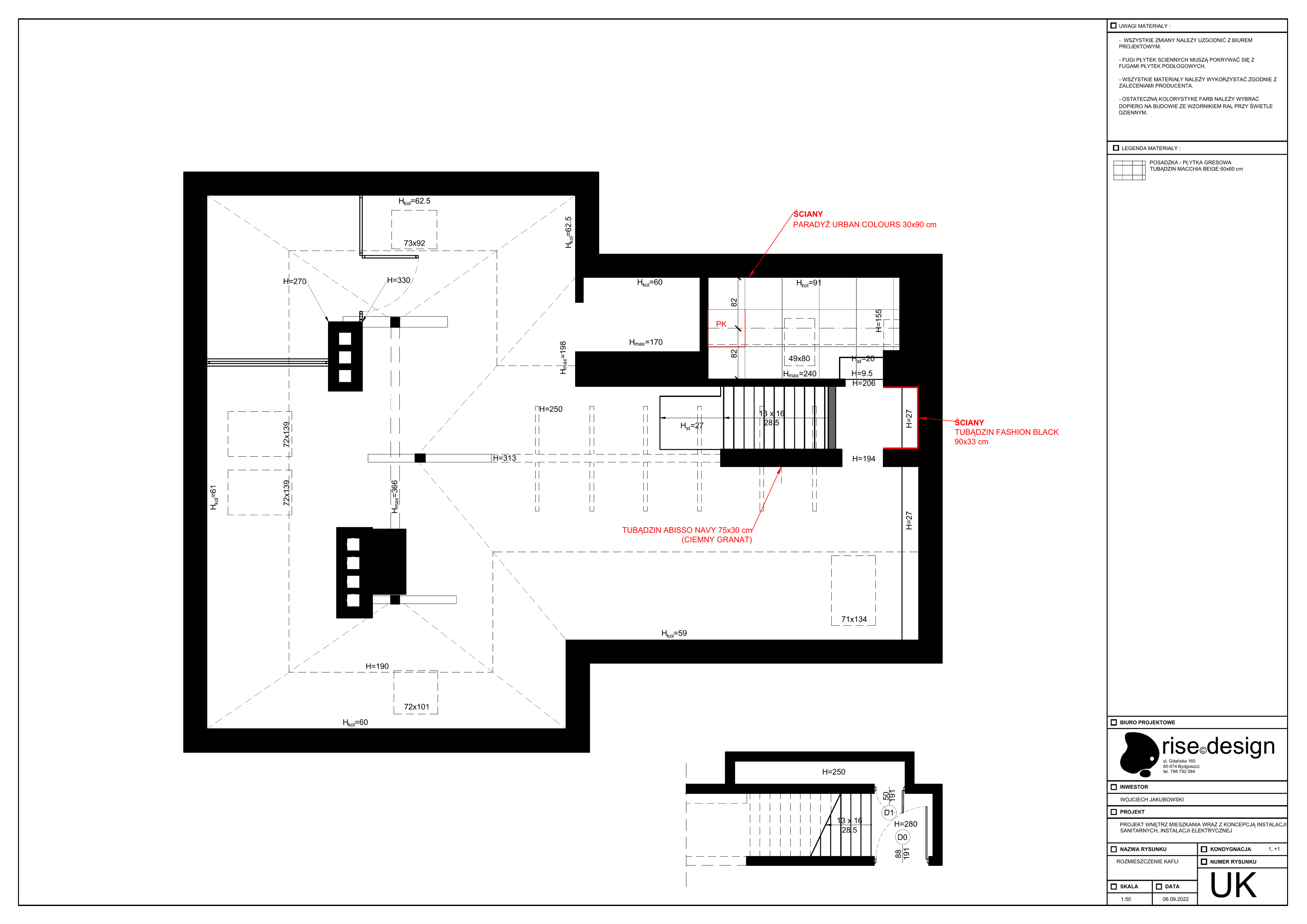 Drawing: living room built-in furniture detail M3 at 1:25 showing 416 centimetre TV unit and media wall, bookshelf integration along attic slope, storage cabinet dimensions, and section profile